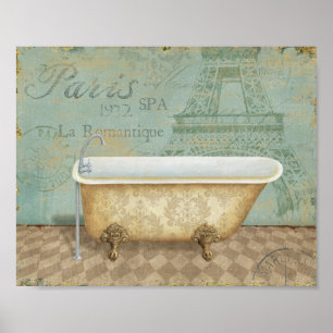 Vintag Brown French Bathtub Poster