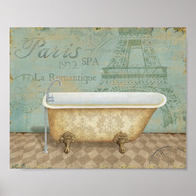 Vintag Brown French Bathtub Poster (Vorne)