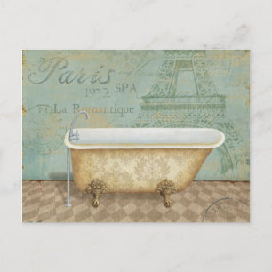 Vintag Brown French Bathtub Postkarte