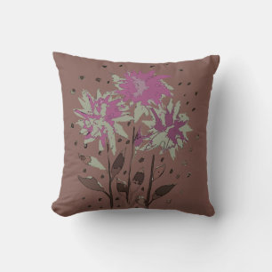Vintag Brown Lila Floral Kissen