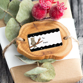 Vintag Brown Owl Necklass Crescent Moon Stars Adressaufkleber