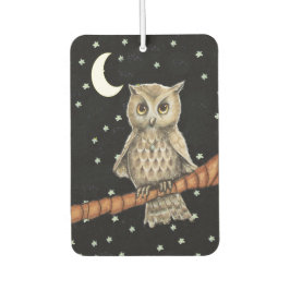 Vintag Brown Owl Necklass Crescent Moon Stars Autolufterfrischer
