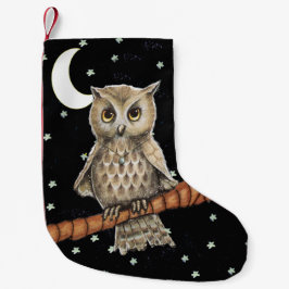 Vintag Brown Owl Necklass Crescent Moon Stars Kleiner Weihnachtsstrumpf