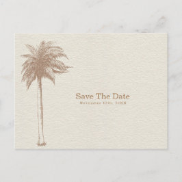 Vintag Brown Palm Tree Beach Save the Date Ankündigungspostkarte