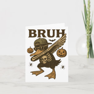 Vintag Bruh Halloween Skeleton Funny Halloween Si Karte