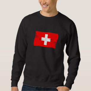 Vintag Brush Style Schweizer Flagge Schweiz Sweatshirt