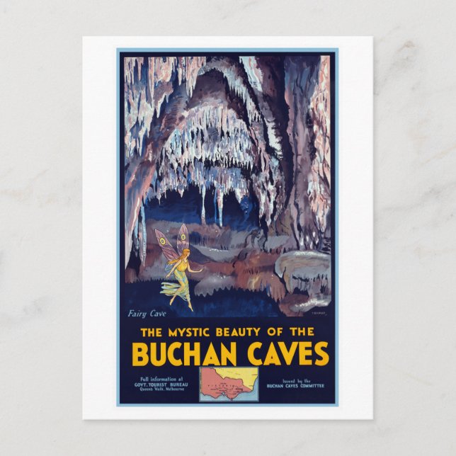 Vintag Buchan Caves Australien Reisen Postkarte (Vorderseite)