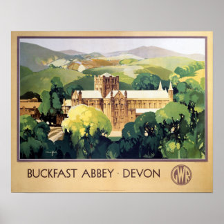 Vintag Buckfast Abbey Kloster Britische Eisenbahn Poster