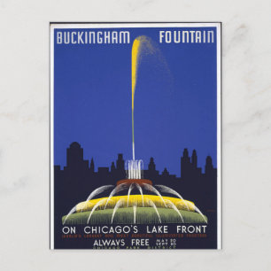Vintag Buckingham Fountain Chicago Postcard Postkarte