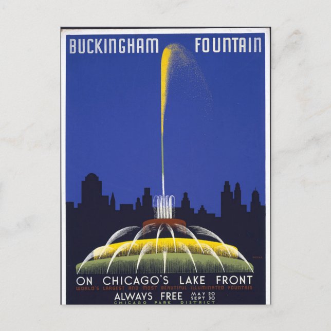 Vintag Buckingham Fountain Chicago Postcard Postkarte (Vorderseite)