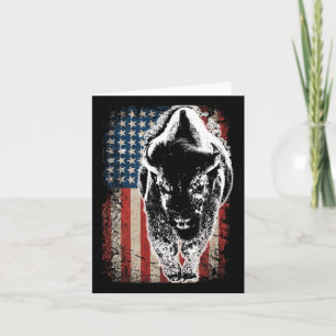 Vintag Buffalo American Flag Bison Patriotic Gift Karte