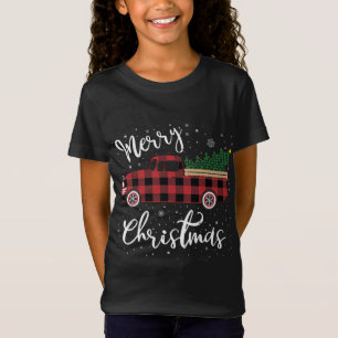 Vintag Buffalo Kariert Red Truck Frohe Weihnachten T-Shirt