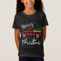 Vintag Buffalo Kariert Red Truck Frohe Weihnachten