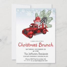 Vintag Buffalo Red Truck Gnomes Weihnachtsbrunch Einladung