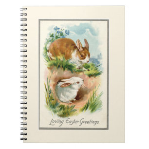Vintag Bunnies Love Ostergrüsse Notebook Notizblock