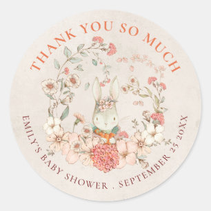 Vintag Bunny Vielen Dank antikes White Baby Dusche Runder Aufkleber