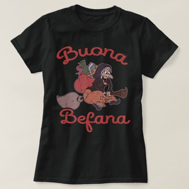 Vintag Buona Befana Italienisches Weihnachtsfest T-Shirt (Design vorne)