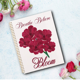 Vintag Burgund Anemone Florals - Atmen, glauben Notizbuch
