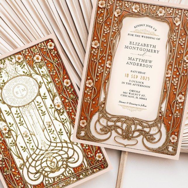 Vintag Burnt Orange Wedding Einladung (Von Creator hochgeladen)