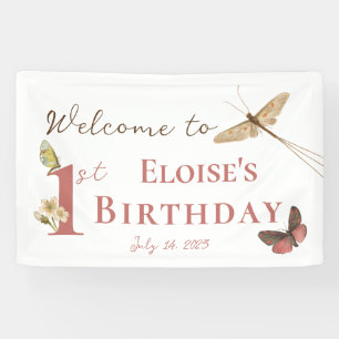 Vintag Butterfly Individuelle Name 1. Geburtstagsk Banner