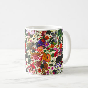 Vintag Butterfly Rabbit Garden Floral Wasserfarbe Kaffeetasse