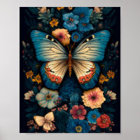 Vintag Butterfly William Morris Style Poster