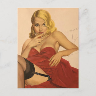 Vintag Button Up Girl Postkarte