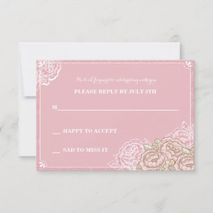 Vintag-Cabbage-Rose-Antwortkarte Einladung