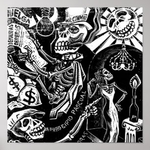 Vintag Calaveras. Circa 1936. Mexiko. Poster