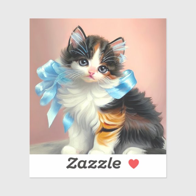Vintag Calico Kitten Illustration Aufkleber (Blatt)
