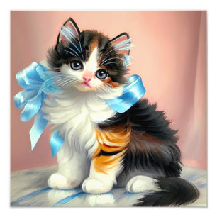 Vintag Calico Kitten Illustration Fotodruck