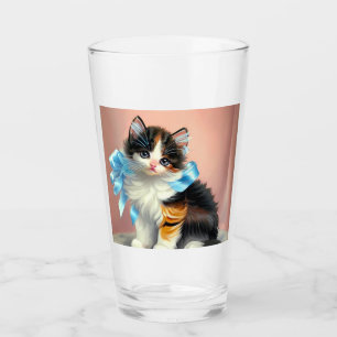 Vintag Calico Kitten Illustration Glas
