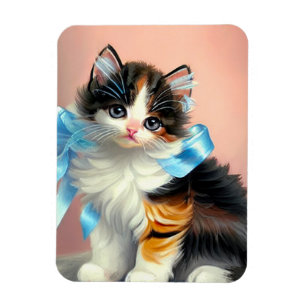 Vintag Calico Kitten Illustration Magnet