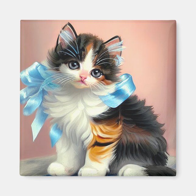 Vintag Calico Kitten Illustration Magnet (Vorne)