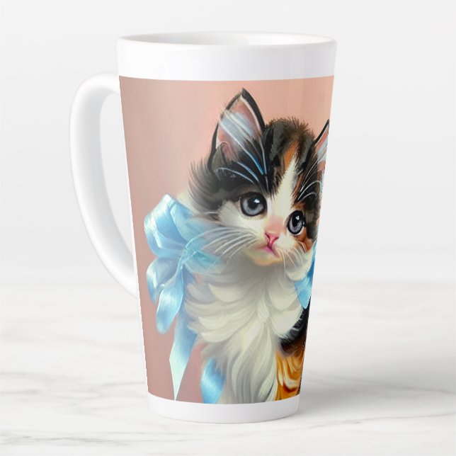 Vintag Calico Kitten Illustration Milchtasse (Linke Ecke)