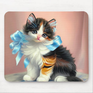 Vintag Calico Kitten Illustration Mousepad