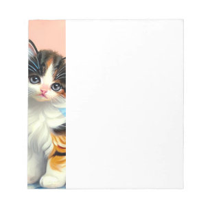 Vintag Calico Kitten Illustration Notizblock