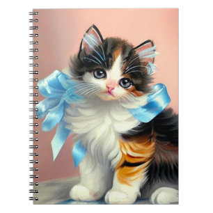 Vintag Calico Kitten Illustration Notizblock