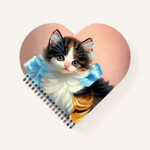 Vintag Calico Kitten Illustration Notizbuch