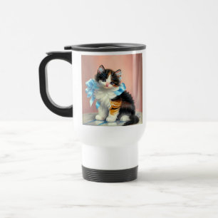 Vintag Calico Kitten Illustration Reisebecher