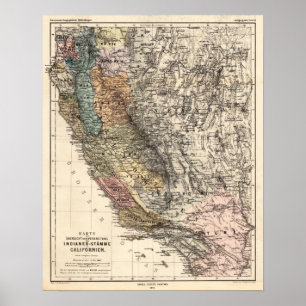 Vintag California Historic Map USA Poster
