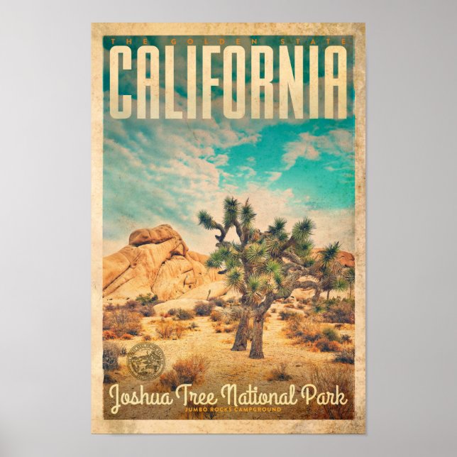 Vintag California Joshua Tree Travel Poster (Vorne)