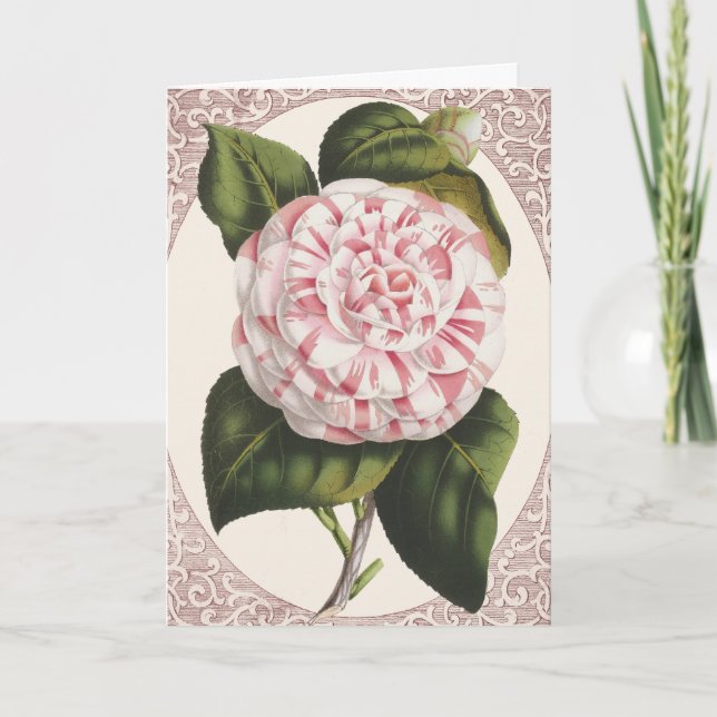 Vintag Camellia Elegant Vielen Dank Dankeskarte (Vorderseite)