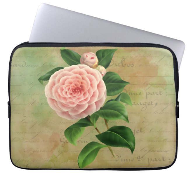 Vintag Camellia, Französisch botanisch Laptopschutzhülle (Vorderseite)