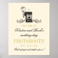 Vintag Camera Gold Wedding Fotobooth Sign
