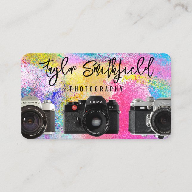 Vintag Camera Paint Spritzer Fotografie Visitenkarte (Vorderseite)