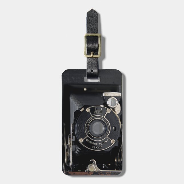 VINTAG CAMERA USA Faltkamera-Gepäckmarke Gepäckanhänger (Vorderseite vertikal)
