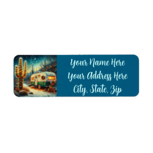 Vintag Camper Saguaro Cactus Christmas Desert