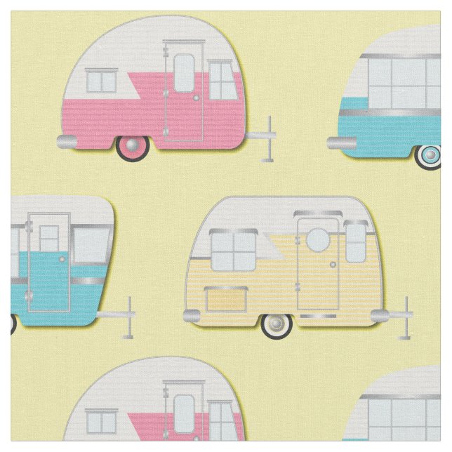 Vintag Campers RV Retro Camping Stoff (Nahaufnahme)
