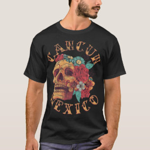 Vintag Cancun Beach Mexico Tattoo Tinte Skull Prem T-Shirt